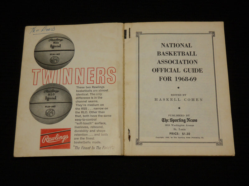 1968-1969 OFFICIAL NBA GUIDE EDITED BY HASKELL COHEN - WEST - ROBERTSON - J 6924