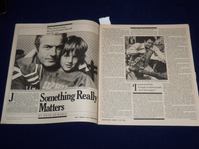1983 FEBRUARY 13 SUNDAY PARADE MAGAZINE - JAMES CAAN & SON COVER - NP 1847K
