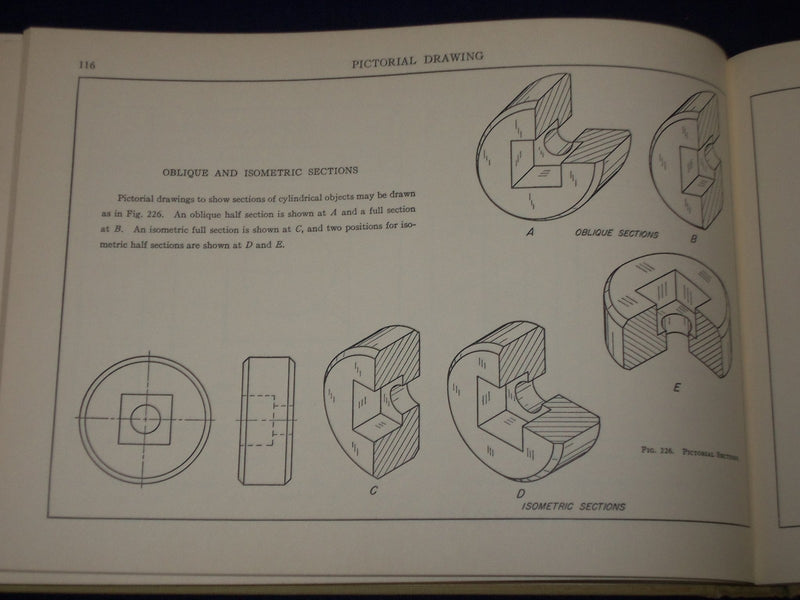 1938 APPLIED MECHANICAL DRAWING BOOK BY PAULL & SGRO - ILLUSTRATIONS - KD 2596