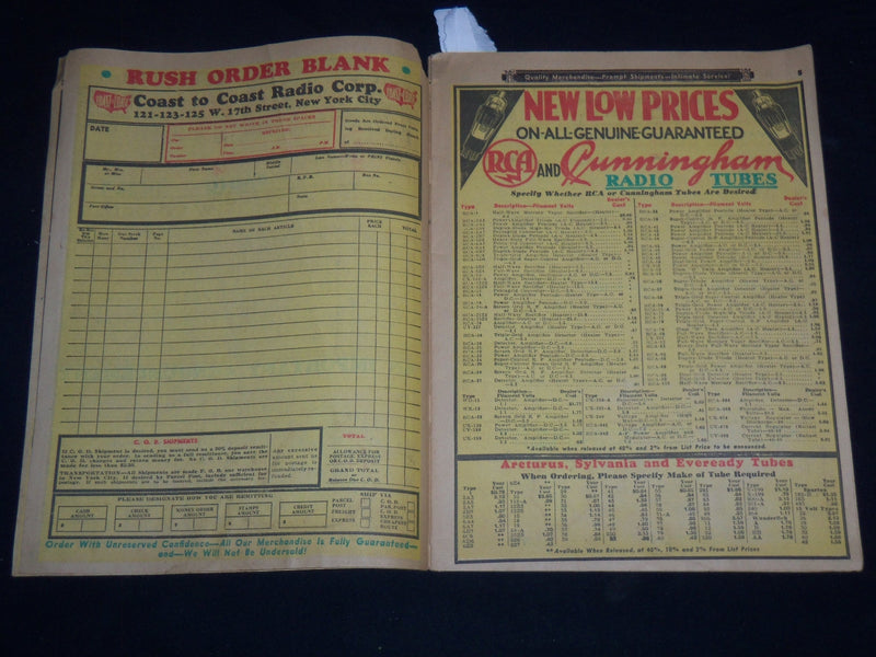 1933 COAST TO COAST RADIO CORP. SALE CATALOG - SUPPLEMENT EDN - J 9127