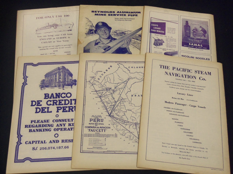 1960-1961 ANDEAN AIR MAIL & PRUVIAN TIMES MAGAZINE LOT OF 12 - NICE ADS - O 2205