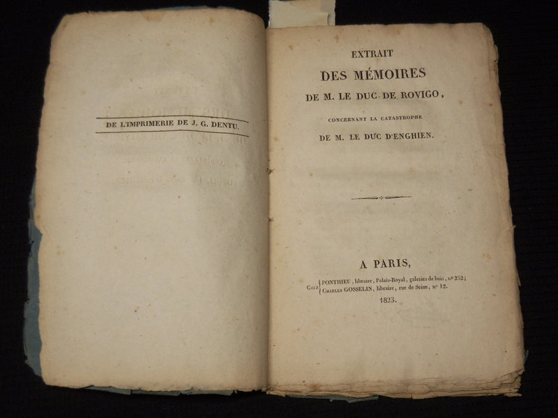 1823 OCTOBER EXTRAIT DES MEMORIES DE M. KLE DUC DE ROVIGO FRENCH BOOK - K 88