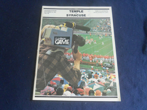1981 SEPTEMBER 12 FOOTBALL PROGRAM - TEMPLE UNIV VS SYRACUSE UNIV - SP 1218J