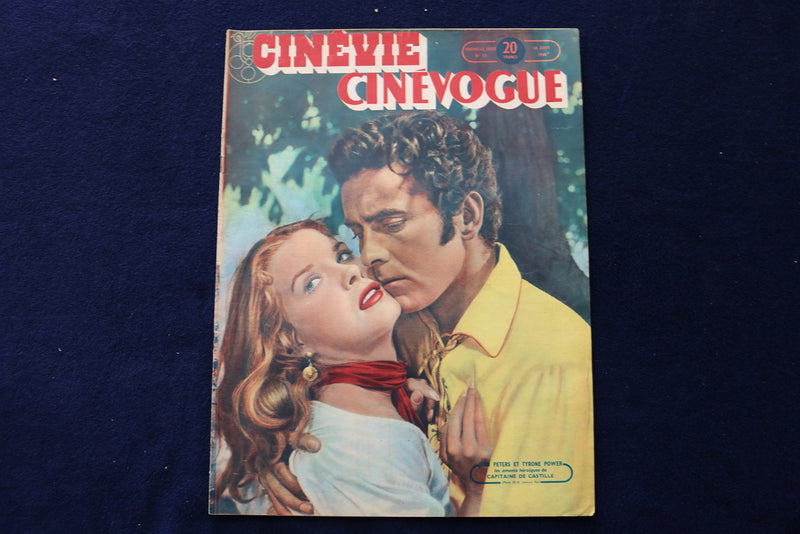 1948 AUGUST 10 CINEVIE CINEVOGUE MAGAZINE - JEAN PETERS & TYRONE POWER - E 23894