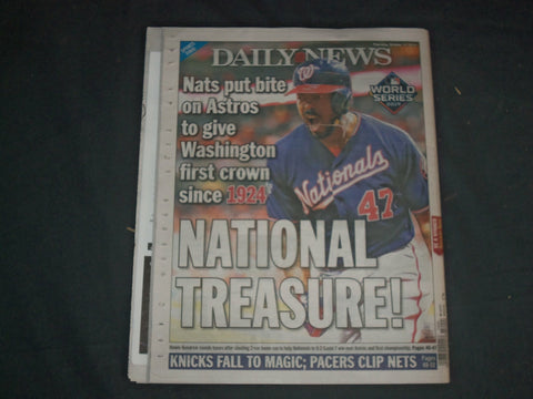 2019 OCTOBER 31NEW YORK DAILY NEWS NEWSPAPER - WASHINGTON NATIONALS WORLD CHAMPS