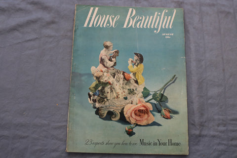 1949 AUGUST HOUSE BEAUTIFUL MAGAZINE - MUSIC IN YOUR HOME COVER - E 9638