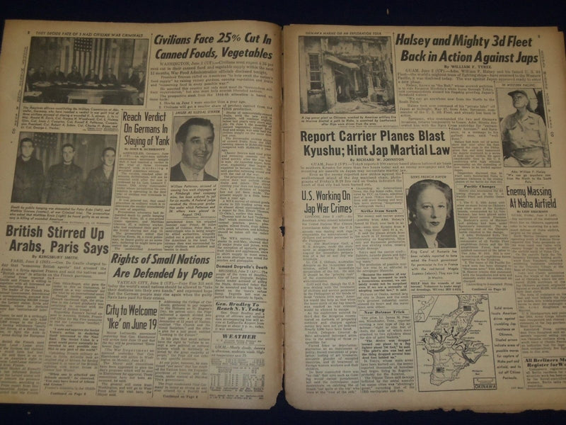 1945 JUN 3 NEW YORK SUNDAY MIRROR - SEE 25 PERCENT CUT IN CANNED FOODS - NP 1797