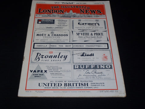 1955 JANUARY 22 ILLUSTRATED LONDON NEWS MAGAZINE NICE COVERS & ADS - E 4283
