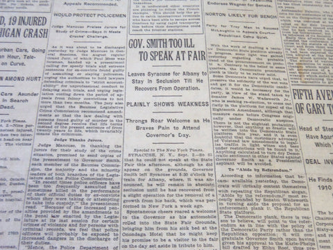 1926 SEPTEMBER 3 NEW YORK TIMES - GOV. SMITH TOO ILL TO SPEAK AT FAIR - NT 5600