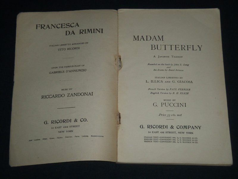 1898 GIACOMO PUCCINI LIBRETTOS PROGRAM LOT OF 3 - LA BOHEME - SCHICCHI - J 4089