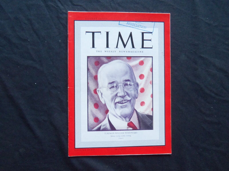 1939 AUGUST 7 TIME MAGAZINE - WILLIAM WOODWARD - T 672