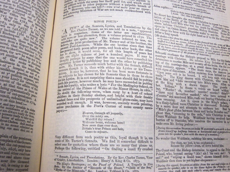 1873 JULY-DECEMBER SATURDAY REVIEW BOUND VOLUME - PUBLISHED IN LONDON - R 1145