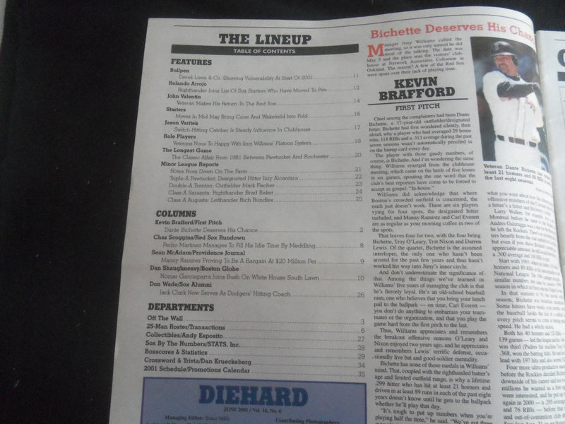 2001 JUNE DIEHARD NEWSPAPER - BOSTON RED SOX - PEDRO MARTINEZ - NP 5868