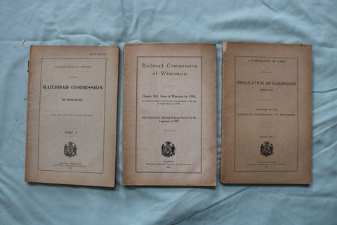 1907-1915 WISCONSIN RAILROAD COMMISSION REPORTS - LOT OF 3 - SOFTCOVER - K 3262