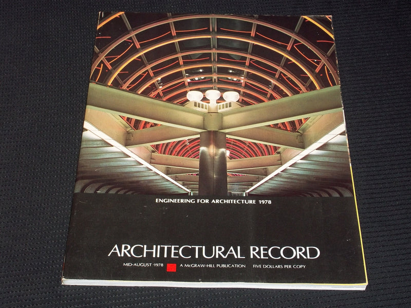 1978 MID-AUGUST ARCHITECTURAL RECORD MAGAZINE - ENGINEERING COVER - E 4186