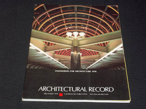 1978 MID-AUGUST ARCHITECTURAL RECORD MAGAZINE - ENGINEERING COVER - E 4186