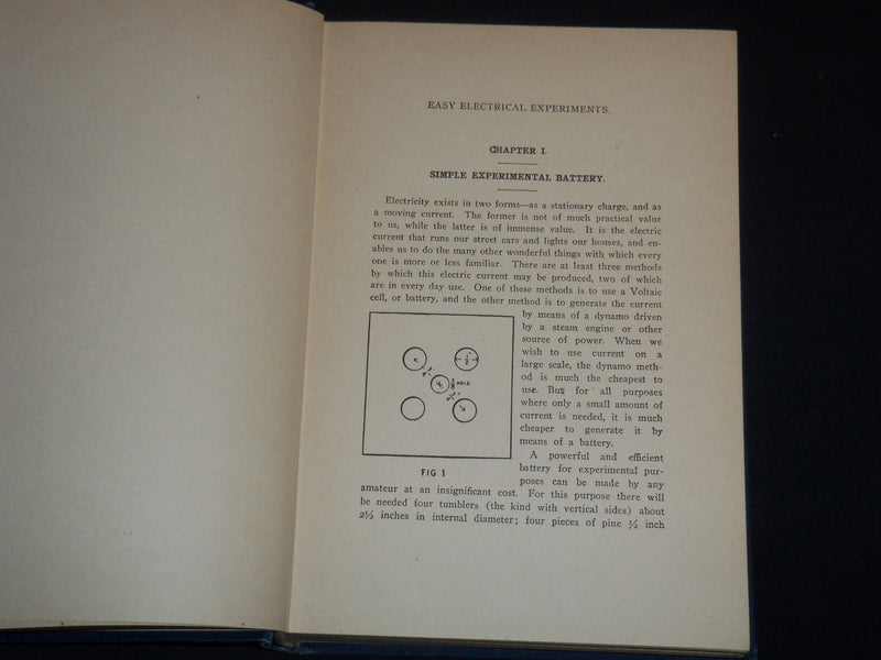 1903 EASY EXPERIMENTS IN ELECTRICITY BOOK BY L. P. DICKINSON - KD 5294Q