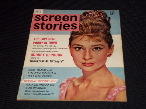 1961 OCTOBER SCREEN STORIES MAGAZINE - AUDREY HEPBURN FRONT COVER - E 15882