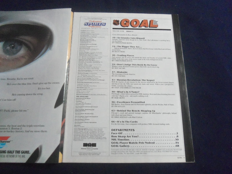 1991 NHL GOAL MAGAZINE - VOLUME XVIII, ISSUE 2- SP 6483J