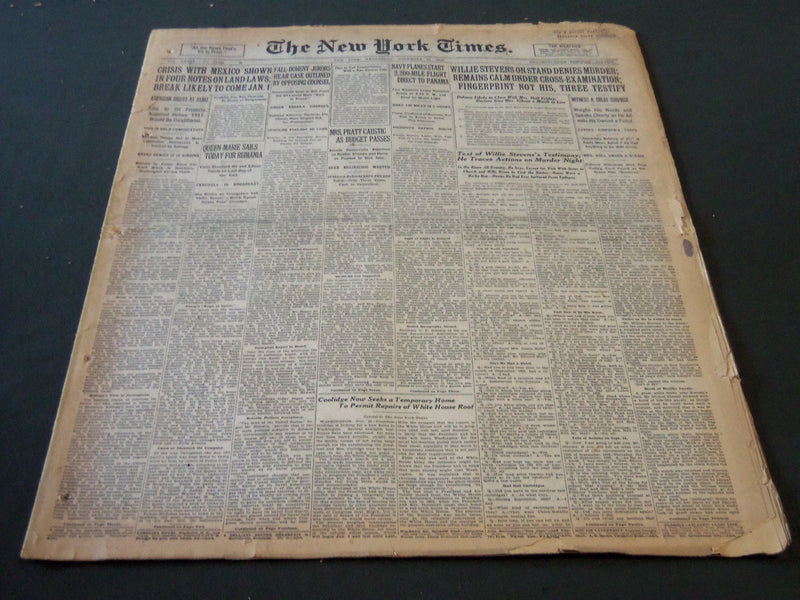 1926 NOVEMBER 24 NEW YORK TIMES - WILLIE STEVENS ON STAND DENIES MURDE - NT 5649