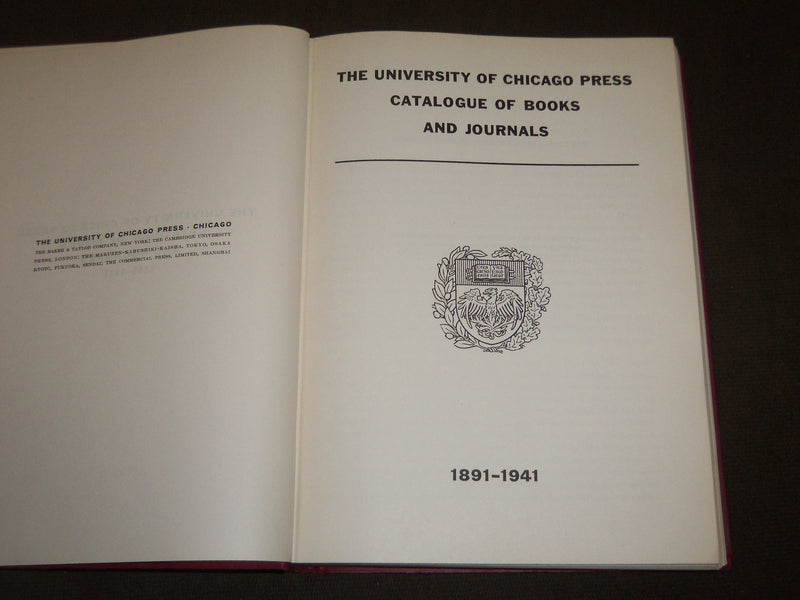 1941 THE UNIVERSITY OF CHICAGO PRESS CATALOGUE OF BOOKS & JOURNALS - KD 3660
