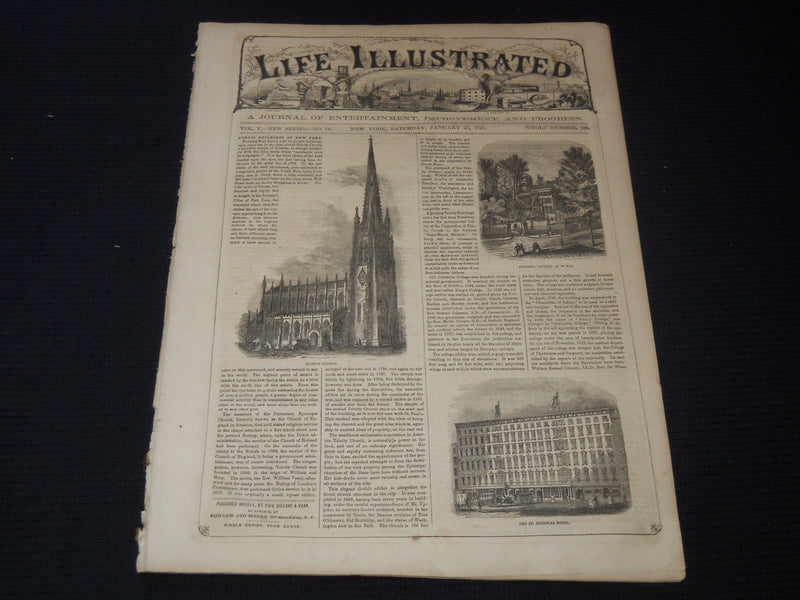 1858 JANUARY 23 LIFE ILLUSTRATED NEWSPAPER - NEW YORK BUILDINGS - NP 5901
