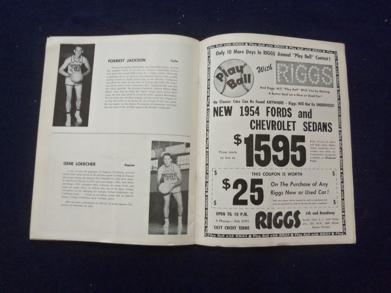 1954 KENTUCKIANA ALL-STAR BASKETBALL SERIES PROGRAM - FRANK RAMSEY - SP 5454N