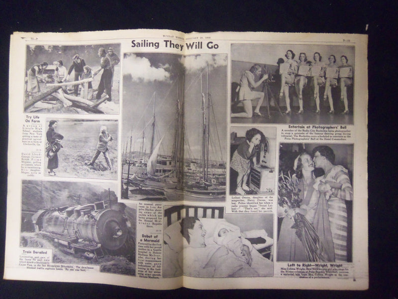 1938 FEB 20 NEW YORK SUNDAY MIRROR- POLICE CRACKDOWN ON INSANE KILLERS - NP 2255