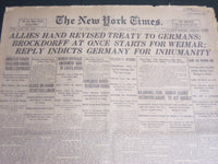1919 JUNE 17 NEW YORK TIMES - ALLIES HAND REVISED TREATY TO GERMANS - NT 6658