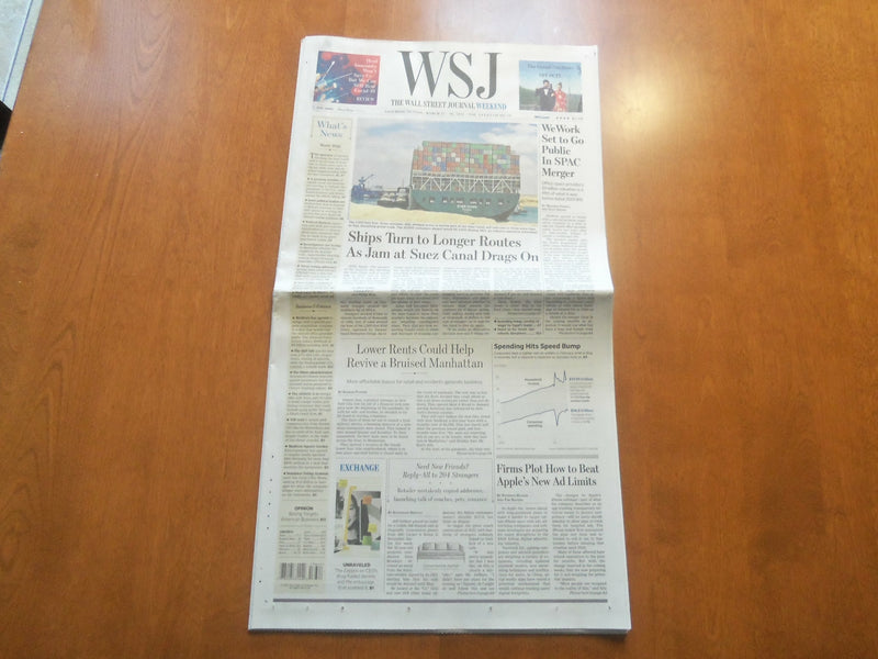2021 MARCH 27-28 THE WALL STREET JOURNAL-SHIPS TURN TO LONGER ROUTES, SUEZ CANAL