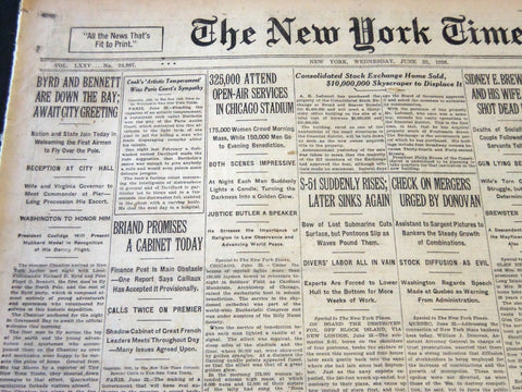1926 JUNE 23 NEW YORK TIMES - BYRD AND BENNETT AWAIT CITY GREETING - NT 5606