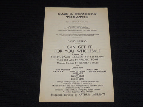 1962 MAY 27 I CAN GET IT FOR YOU WHOLESALE BOOK - BARBRA STEISAND - GOULD- K 551