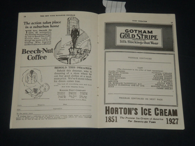 1927 BEHOLD THIS DREAMER - CORT THEATRE PROGRAM - NEW YORK - J 5674