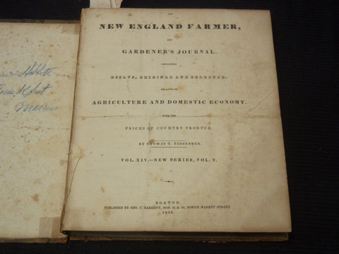 1835-1836 THE NEW ENGLAND FARMER & GARDENER'S JOURNAL BOUND VOLUME - KD 944K