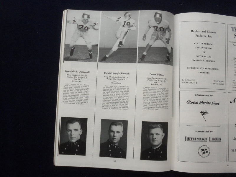 1960 OCTOBER 15 NAVY-AIR FORCE FOOTBALL PROGRAM - BALTIMORE STADIUM - K 141