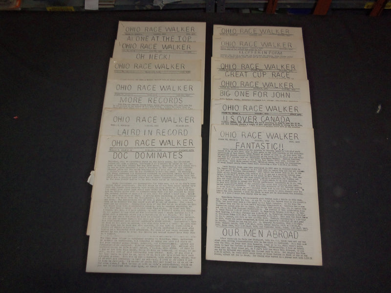 1964-1971 OHIO RACEWALKER NEWSLETTER MAGAZINE - LOT OF 76 - O 2681C