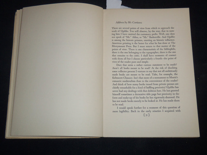 1940 DANIEL BERKELEY UPDIKE AND THE MERRYMOUNT PRESS BOOK - J 9204