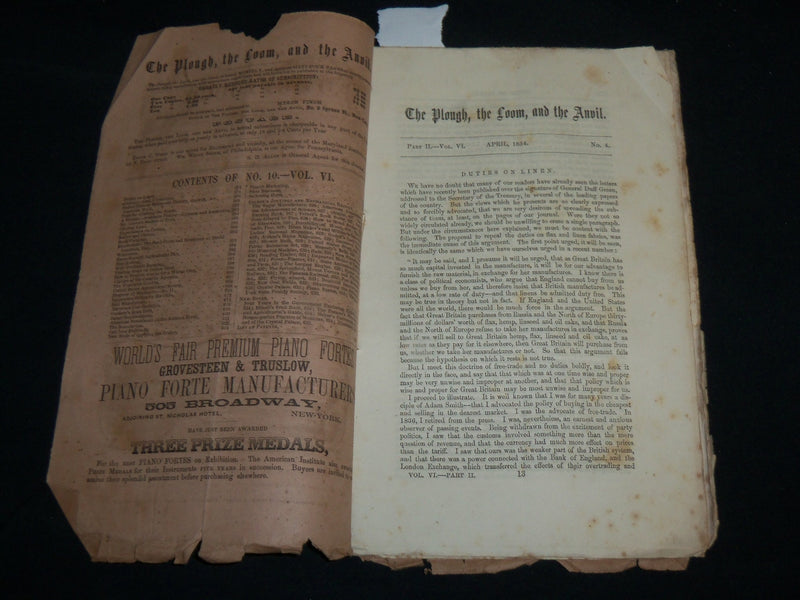 1854 THE PLOUGH MAGAZINES LOT OF 2 ISSUES - NICE ILLUSTRATIONS - J 6703