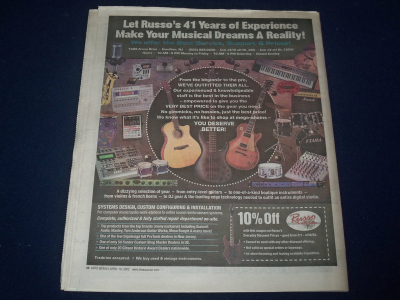 2002 APRIL 10-17 AQUARIAN WEEKLY NEWSPAPER - RUSTED ROOT COVER - J 1146