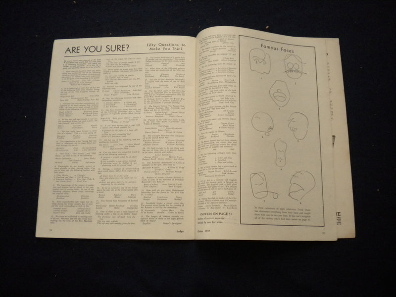 1937 OCTOBER JUDGE MAGAZINE - IMPORTED FROM JAPAN - B 439G