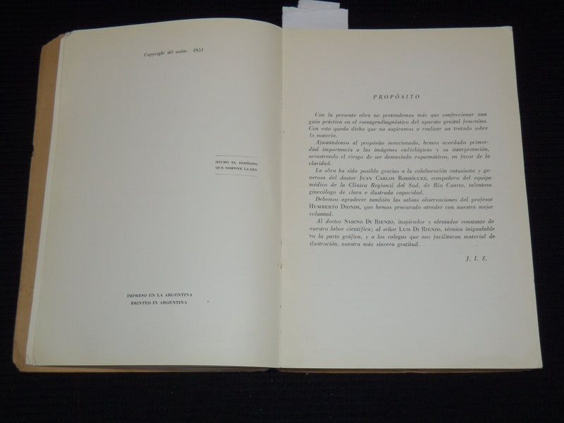 1953 ROENTGENDIAGNOSTICO DEL APARATO GENITAL FEMENINO BY JUAN ZORRILLA - J 7421