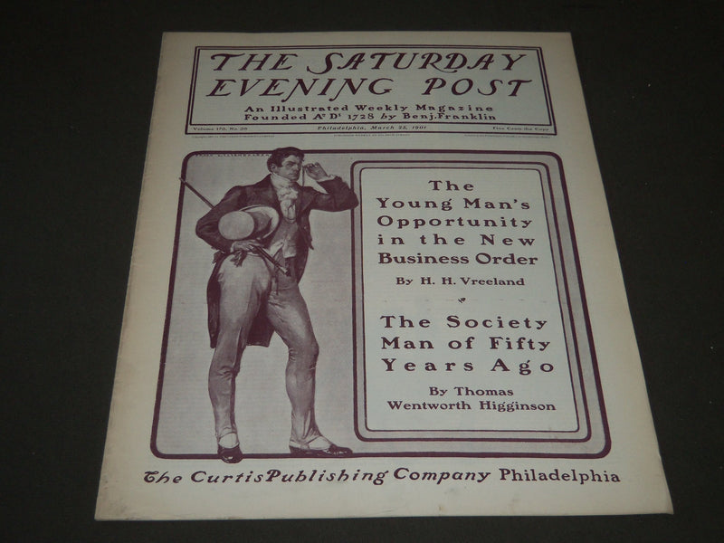1901 MARCH 23 THE SATURDAY EVENING POST MAGAZINE - ILLUSTRATED COVER - SP 525