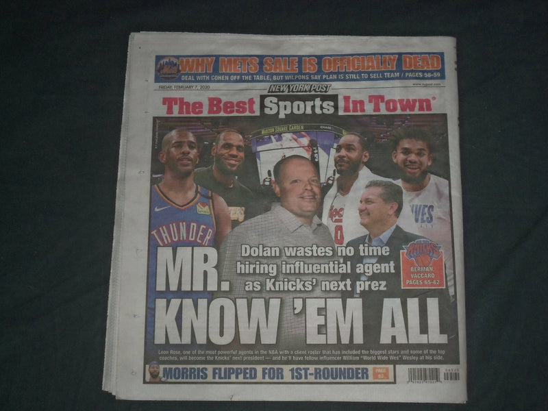 2020 FEBRUARY 7 NEW YORK POST NEWSPAPER- NYC MAYOR DEBLASIO PLEADS SAVE OUR CITY