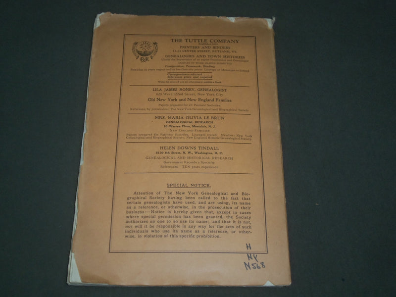 1930 APRIL THE NEW YORK GENEALOGICAL & BIOGRAPHICAL RECORD QUARTERLY - J 2692
