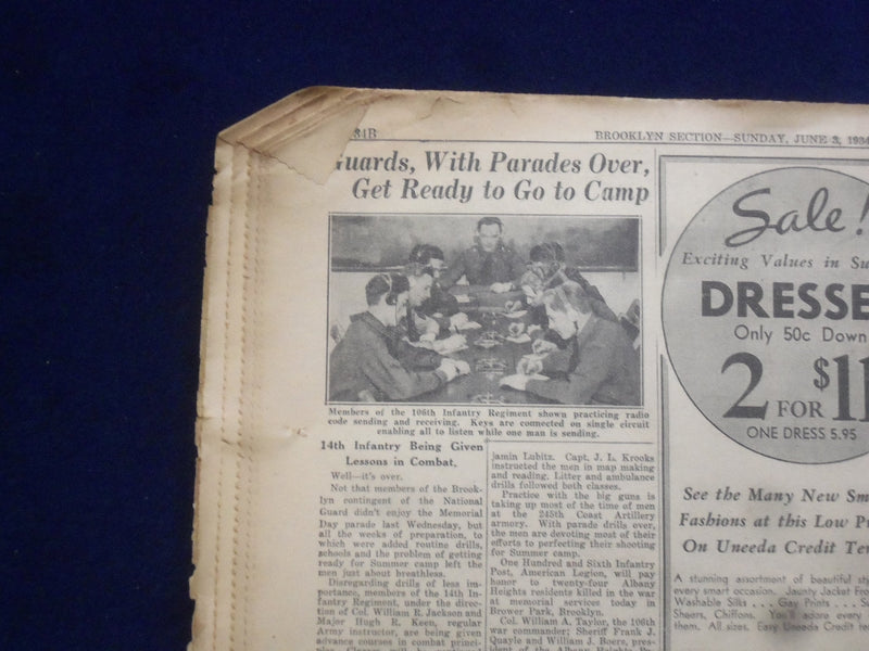 1934 JUNE 3 SUNDAY NEWS NEWSPAPER - BROOKLYN SECTION - NP 6447