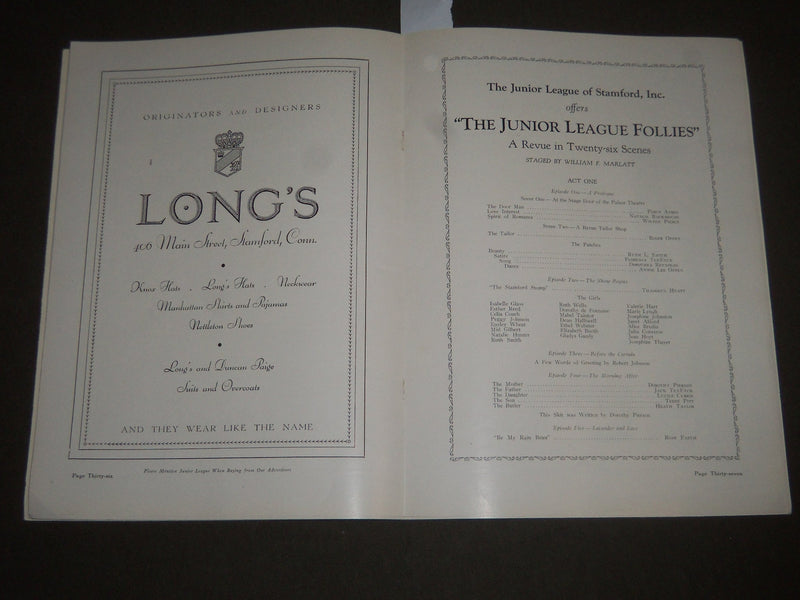 1930 STAMFORD JUNIOR LEAGUE FOLLIES PROGRAM - NICE PHOTOS - J 2432