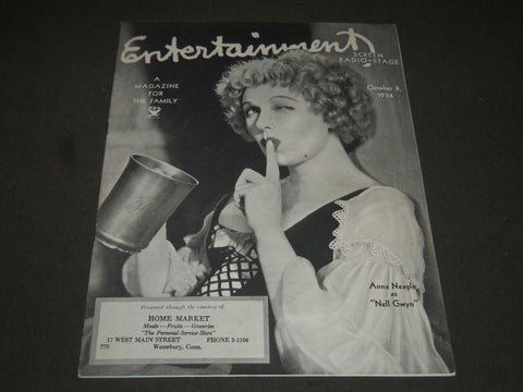 1934 OCTOBER 8 ENTERTAINMENT MAGAZINE - ANNA NEAGLE COVER - ST 5001