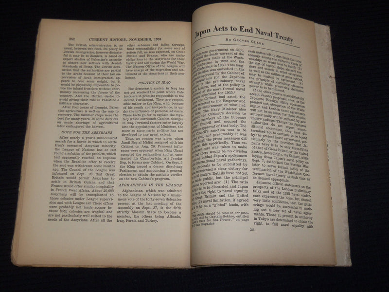 1934 NOVEMBER CURRENT HISTORY MAGAZINE - ALLAN NEVINS - JAPAN'S CASE - SP 4862O