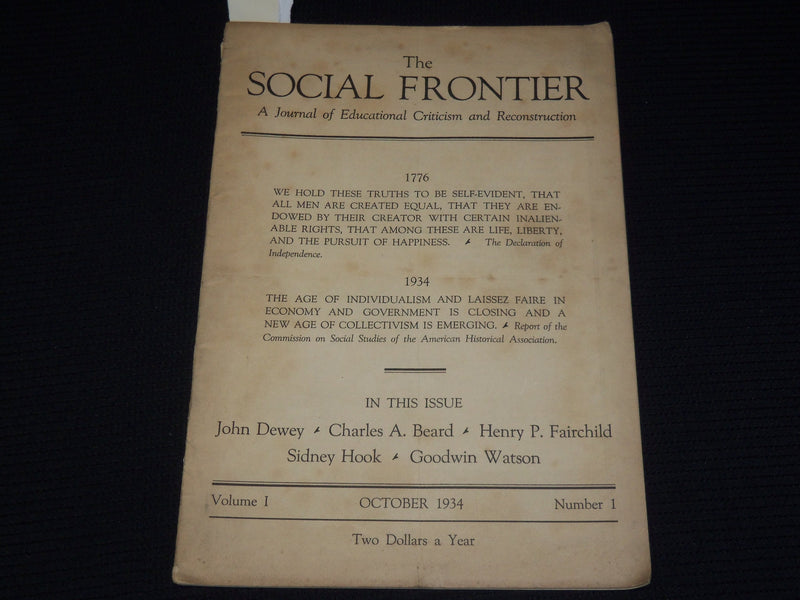 1934 OCTOBER THE SOCIAL FRONTIER JOURNAL MAGAZINE - VOLUME 1. NO. 1 - SP 4863E