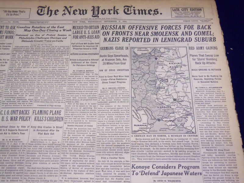 1941 SEPT 3 NEW YORK TIMES - NAZIS REPORTED IN LENINGRAD SUBURB - NT 1368